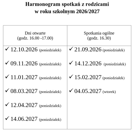 Harmonogram spotkań z rodzicami 2026/2027 — zdjęcie 1